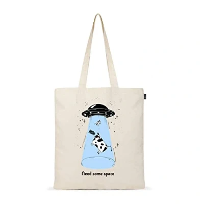 Imagen de Ecoright Tote Bag De Algodón, Bolso Mujer Ecológica, Bolsa Tela Cremallera Para El Playa, Viajes, Compras, Uso Diario