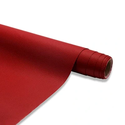 Imagen de Cuero Adhesivo 150 x 40 cm, Parche de Adhesivo, Polipiel para Tapizar Sofás, Asientos coche, Muebles, Reparación y Renovación (Rojo)