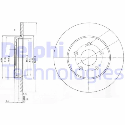 Imagen de DELPHI BG3663C Disco de freno 280 12 5 macizo revestido sin procesar cojinete rueda, anillo sensor ABS FORD: MONDEO 3 Stufenheck,