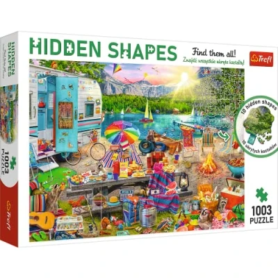 Imagen de Trefl Hidden Shapes Encuentra, Formas Ocultas, Rompecabezas Inusual, Vacaciones Caravana Van Life Pasatiempo Creativo, Diversión para Adultos y Niños a Partir de 12 años Puzzle, Color Viaje (10677)