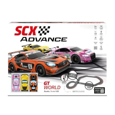 Imagen de Scalextric Circuito ADVANCE Pista de Carreras Completa 3 coches y 2 mandos 1:32 (GT World)