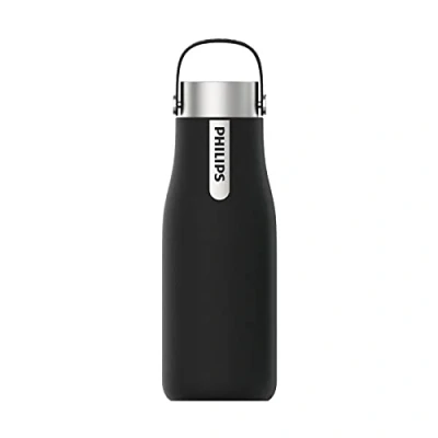 Imagen de Phillips Go Zero Smart Bottle Botella de agua UVC LED Autolimpiable, Acero Inoxidable, Libre BPA Negro