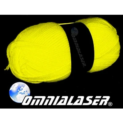 Imagen de OmniaLaser OL UVWOOLYELLOW2 Lana reactiva a la luz de Wood, UV, para glow parties, ovillo neón, amarillo, 2 unidades