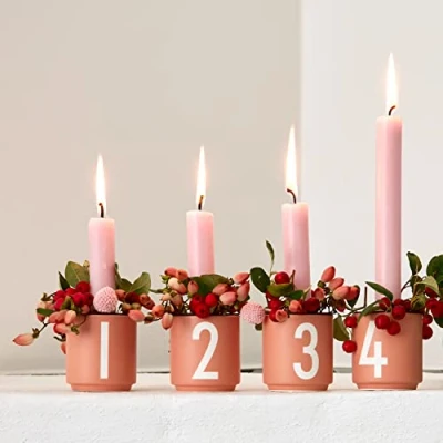 Imagen de design letters Adviento Tazas 4 piezas Perfecta para la Decoración de Adviento, Navideña Porcelana Candelero Taza café Expreso con Letras Grabadas 50 Ml