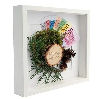 Imagen de BD ART 28 x cm Box 3D Marco de Fotos con Paspartu 20 cm, Blanco