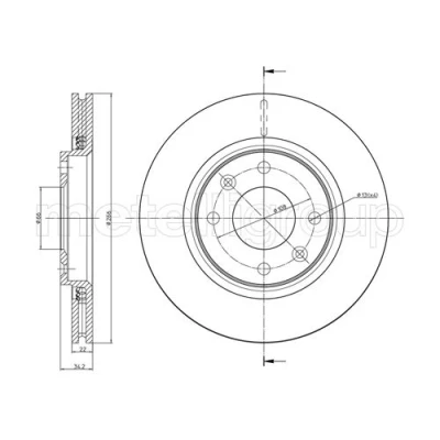 Imagen de METELLI 23 0555C Disco de freno 266,0 22,0 4 66,0 ventilado barnizado CITROËN: Xsara Picasso, C4 Coupé, I Hatchback, PEUGEOT: 206 Hatchback