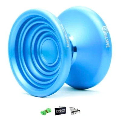 Imagen de YoyoFactory Bullseye Yo Azul (Trucos de DNA, Yoyo Metal, Cuerda, rodamiento Bolas e Instrucciones Incluidas)