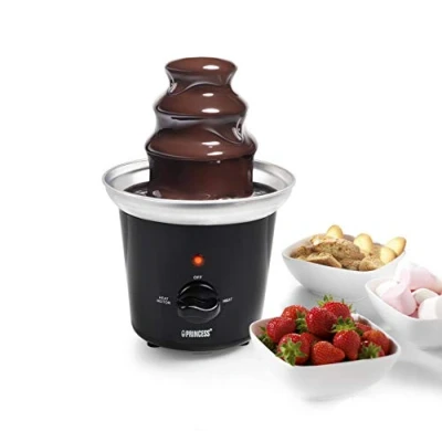 Imagen de Princess 292994 Fuente de chocolate con 3 alturas, 22.5 cm altura, función para mantener el caliente, 0.4 L capacidad, piezas aptas lavavajillas, carcasa acero inoxidable, 32 W