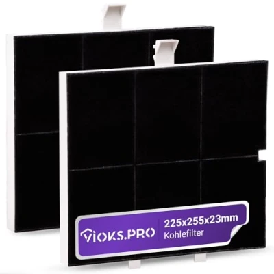 Imagen de Viоks.pro 2 filtros de carbón para campanas extractoras, 255 x 225 23 mm, repuesto campana Balay 00361047 361047 FKS170BSH DHZ5136 LZ51351/Constructa