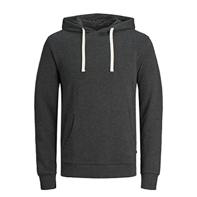 Imagen de JACK &amp; JONES Jjeholmen Sudadera con capucha para hombre, Gris (Dark Grey Melange/Reg Fit), XS