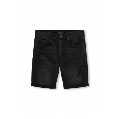 Imagen de Kids ONLY Shorts vaqueros para niños, Talla: 11a, Washed black