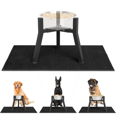 Imagen de soporte elevado para cuencos perros medianos y grandes con alfombrilla, ancho ajustable de 7 a 10.7 pulgadas, fuerte cuenco comida (cuenco no incluido)