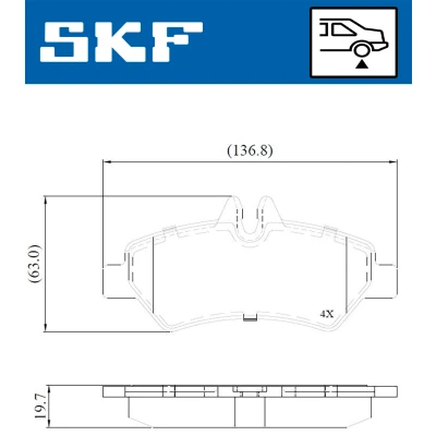 Imagen de SKF VKBP 90071 E Juego de pastillas freno con contacto avisador desgaste accesorios MERCEDES BENZ: Sprinter 5 T Furgón