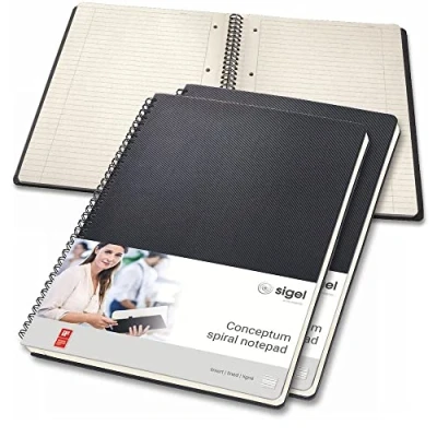 Imagen de SIGEL CO821 Cuaderno espiral, 23.6 x 30.1 cm, a líneas, Hardcover, negro, 3 unidades Conceptum