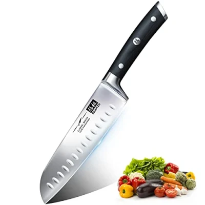 Imagen de SHAN ZU Cuchillo Santoku Japones, Cuchillos de Cocina Profesionales 18cm, 7 &#039;&#039;Cuchillo Chef Acero Inoxidable Alemán Alto Carbono, Cocinero para Frutas, Verduras, Carne