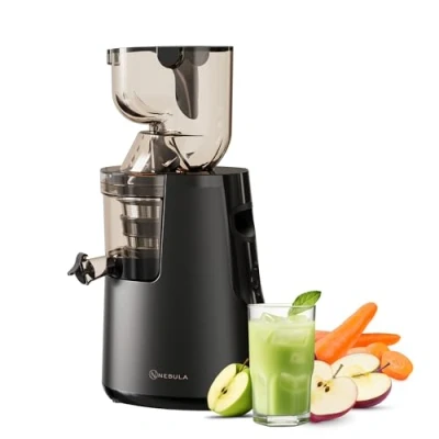 Imagen de Nebula Grande 45RPM Cold Press Slow Juicer Frutas y Verduras Enteras, Zumo Fresco Saludable, Sorbete, Helado, Boca de Alimentación Ancha, Libre BPA (Negro)