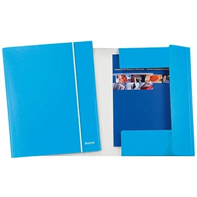 Imagen de Leitz carpeta DE 3 solapas, Capacidad 150 hojas, tamaño 25 x 35 cm, cierre con goma elástica, cartulina plastificado, WOW, color Blu metallizzato