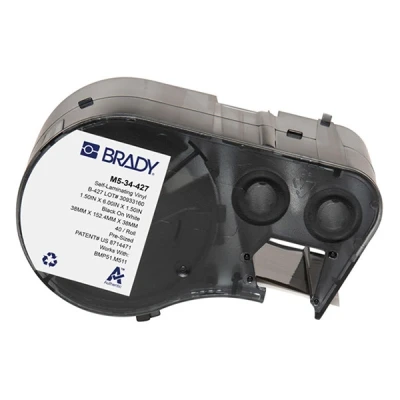 Imagen de M511 Brady M5 34 427 etiquetas de vinilo laminado negro sobre blanco 38,10 mm x 152,40 (original)