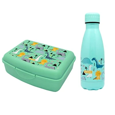 Imagen de NERTHUS FIH 1028 SET Botella Doble Pared Acero Inox + Lunchbox Dinosaurios