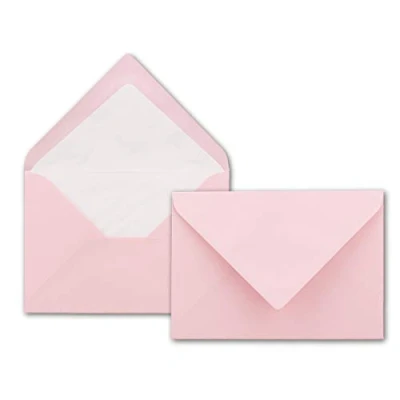 Imagen de 25x sobres B6 125 x 176 mm color: rosa forradas con papel de seda Blanco opaco e ideal para invitaciones y tarjetas felicitación