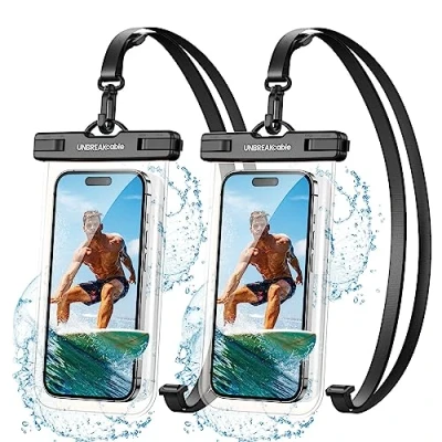 Imagen de UNBREAKcable Funda Impermeable Universal Bolsa para móvil estanca a Prueba de Agua IPX8 iPhone 15 14 13 12 Pro MAX XR X SE 2022 8 Samsung S24 S23 S22 Ultra S21 Huawei P30 Paquete 2