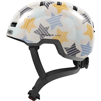 Imagen de ABUS casco infantil Skurb Kid de bicicleta robusto en look skater con espacio para una coleta y variedad diseños niñas niños gris estrellas, talla S