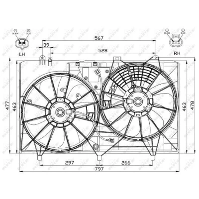 Imagen de NRF 47565 Ventilador de radiador 372 12 200/150 con bastidor (armazón)