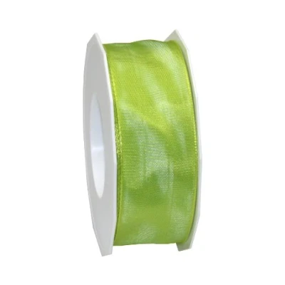 Imagen de Präsent Cinta de tafetán con Alambre, Seide, Verde Musgo, 40mm 25m, 25