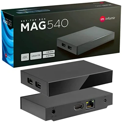 Imagen de mag 540 Original Infomir &amp; hb digital Set Top Box 4K Media Player Receptor Internet TV UHD 60FPS 2160p@60 FPS HDMI 2.1 Soporte de y HEVC USB3.0 Arm Cortex A35 + Cable