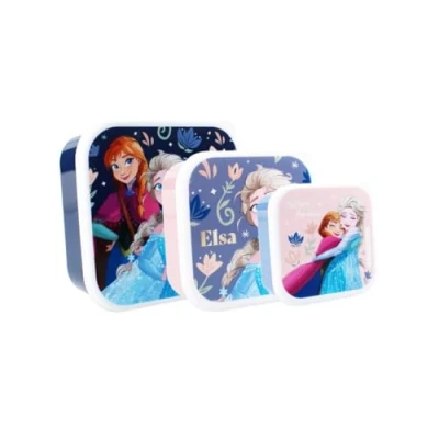 Imagen de My sweety pop Juego de 3 cajas merienda La Reine Des Neiges Caja Para almuerzo niños Guardería Escuela Vacaciones Comida 11,5 cm Rosa/Azul