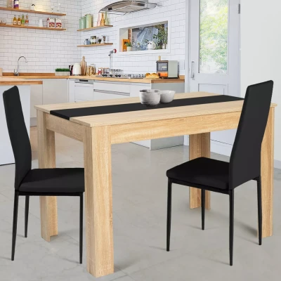 Imagen de IDMarket ROZY Mesa de comedor rectangular 4 personas, forma haya y negro, 110 cm