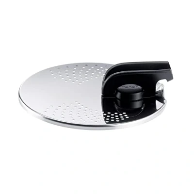 Imagen de Tefal Ingenio tapa escurridor, acero inoxidable, fácil almacenamiento, multidiámetro, compatible con Ingenio, apto para lavavajillas L9829402, inoxidable y negro, 14 20 cm