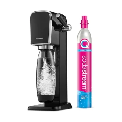 Imagen de SodaStream Art Máquina Gasificadora de Agua, con 1 Botella Fuse L Plástico Reutilizable y Cilindro Gas Quick Connect, Hasta 60L Agua Gas, Diseño Elegante, Uso Fácil, Color Negro