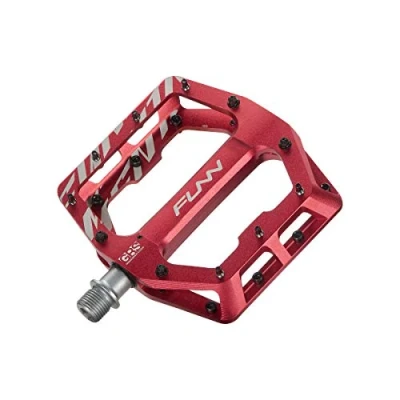 Imagen de Funn Funndamental Pedales Planos de Bicicleta Plataforma Ancha para BMX/MTB Montaña, Agarre Ajustable una Estabilidad Sobresaliente, Eje CrMo 9/16 Pulgadas (Rojo)