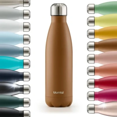 Imagen de Blumtal® botella termica Charles 500ml sin BPA agua acero inoxidable botellas de aislada marrón