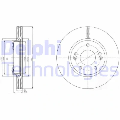 Imagen de DELPHI BG4281C Disco de freno 280 26 5 ventilado revestido sin procesar cojinete rueda, anillo sensor ABS HYUNDAI: i30 I Hatchback, ix20