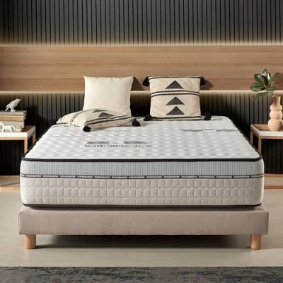 Imagen de Naturalex Colchón Muelles 160x200 cm Altura 30 Visco Carbone Ensacados y Viscoelástica Espuma HR Blue Látex Ergonómico, Hipoalergénico, Semifirme Independencia de Lechos