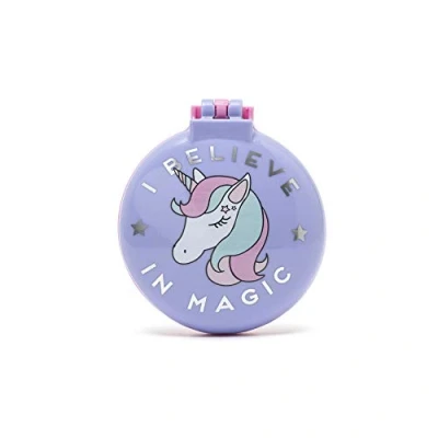 Imagen de Legami Cepillo con espejo, tema I Believe In Magic, se abre y cierra un clic, cómodo práctico de llevar a cualquier lugar, Unicorn