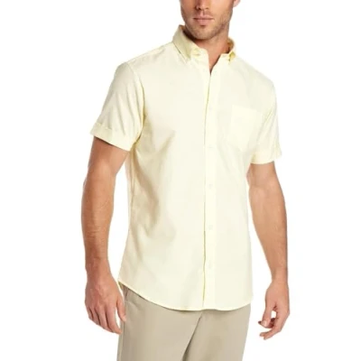 Imagen de Lee Uniforms Camisa Oxford de Manga Corta para Hombre Amarillo Medium