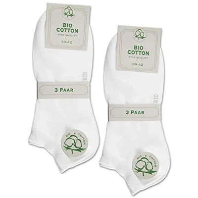 Imagen de 6 pares de calcetines algodón orgánico para hombre y mujer, sin costuras, con cintura cómoda, Blanco, 43 46