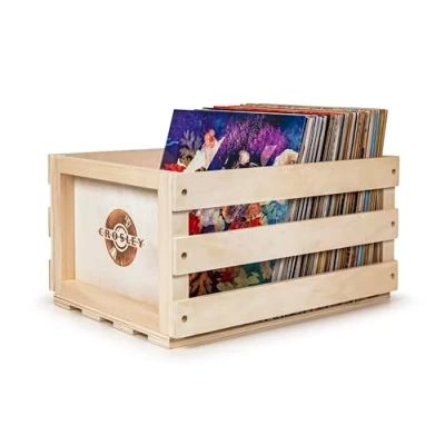 Imagen de Crosley Record Storage Crate Holds up to 75 Albums, Natural