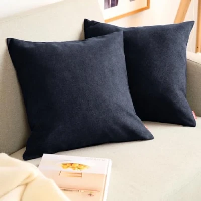 Imagen de Blumtal Juego de 2 Funda para cojín Chenilla Fundas Decorativas sofá con Cremallera Cubierta, Azul Marino, 45 x cm