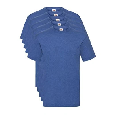 Imagen de Fruit of the Loom Valueweight 5 Pack Camiseta, Azul (Retro Heather Royal R6), Large (Pack de 5) para Hombre