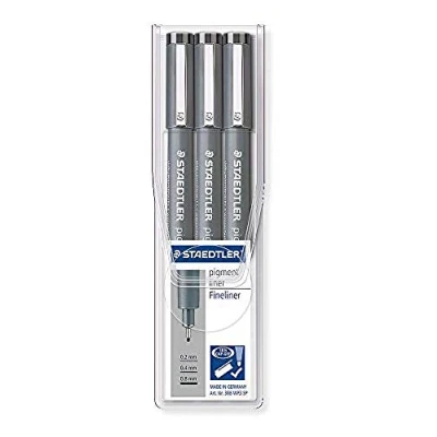 Imagen de Staedtler 308 WP3 SP, Rotuladores Fineliner Pigment Liner, Estuche con 3 unidades, multicolor