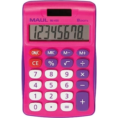 Imagen de MAUL Calculadora MJ450, Pantalla Grande, 8 dígitos, Funciones estándar para Oficina, hogar, Escuela, Teclas de función Color, Solar, batería, Rosa