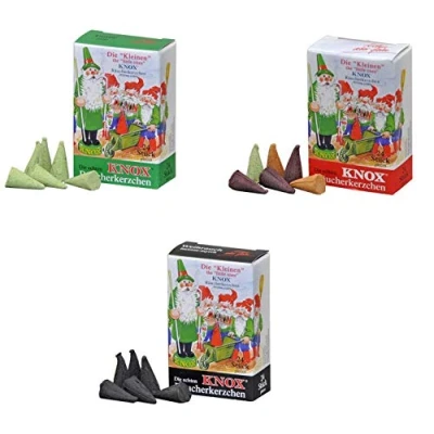 Imagen de KNOX Mini conos de incienso tamaño S Juego 3 con las notas aromáticas: incienso, abeto, mezcla colores, 72 unidades en total Fabricado Alemania