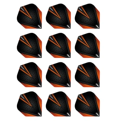 Imagen de RED DRAGON Hardcore Radical Negro y Naranja Plumas de Dardos Estándar Extra Gruesos 4 Juegos por Paquete (12 vuelos en Total)