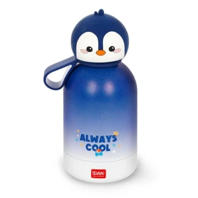 Imagen de Legami Botella de agua para niños Hot&amp;Cold BFF, Penguin, doble capa acero inoxidable 18/8 con cierre hermético, se mantiene caliente durante 12 h y fría 24 h, capacidad 310 ml