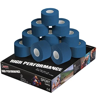 Imagen de ALPIDEX 12 x Cinta Adhesiva Deportiva 3,8 cm 10 m Sport Tape 100% Algodón Inelástica Balonmano Fútbol Voleibol Escalada, Color:Azul