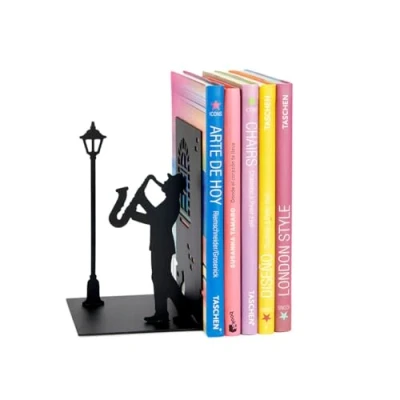 Imagen de Balvi Sujetalibros Jazz Color Negro un músico Llevado a Soporte de Libros Metal